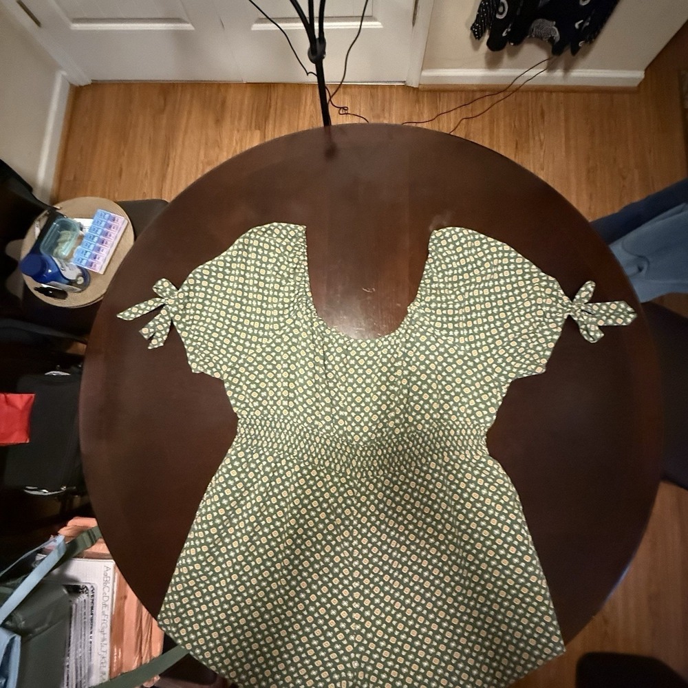 AUW Women's Olive Green Gold Floral Print Wide Leg Crop Jumpsuit Rayon Sz 3X - Picture 5 of 16